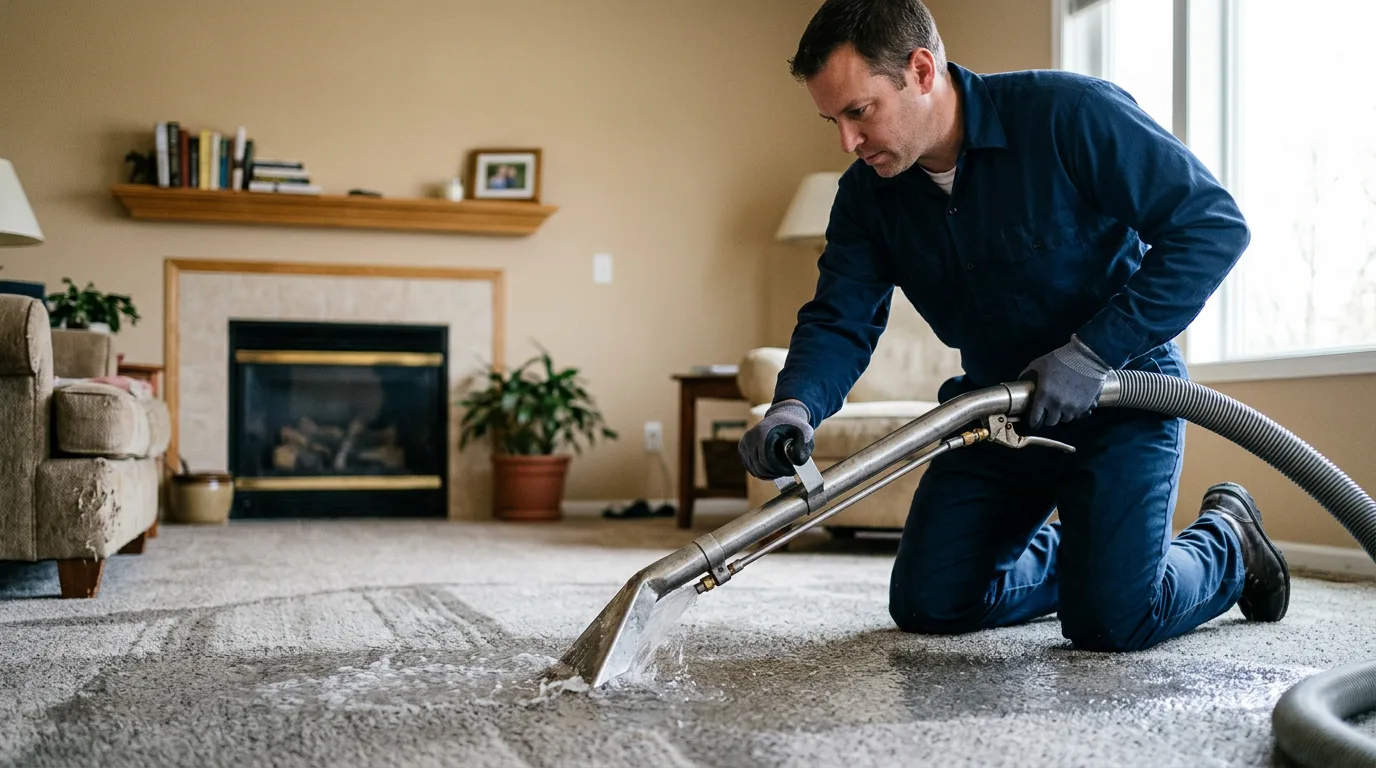 Water damage restoration technician working near Lake Creek, TX
